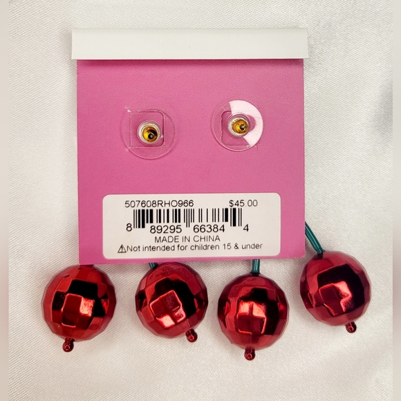 Betsey Johnson- Cherry Earrings with Bow NWT - Picture 3 of 3